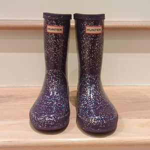Hunter Giant Glitter Short Wellies Size US11